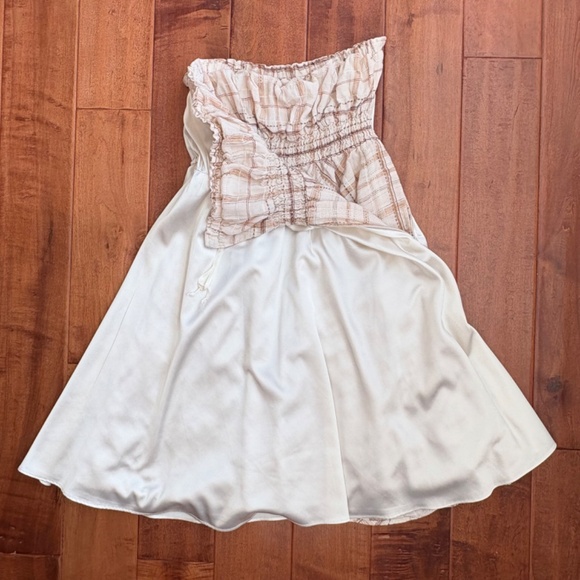 Vintage Gianni Bini Strapless Linen Dress Size 10 Brown/cream Plaid - Picture 8 of 8